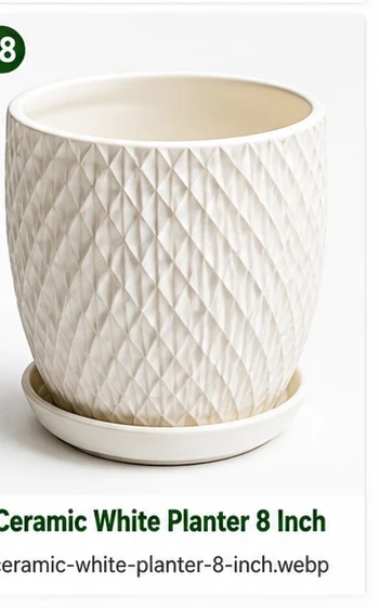 Ceramic White Planter 8 Inch